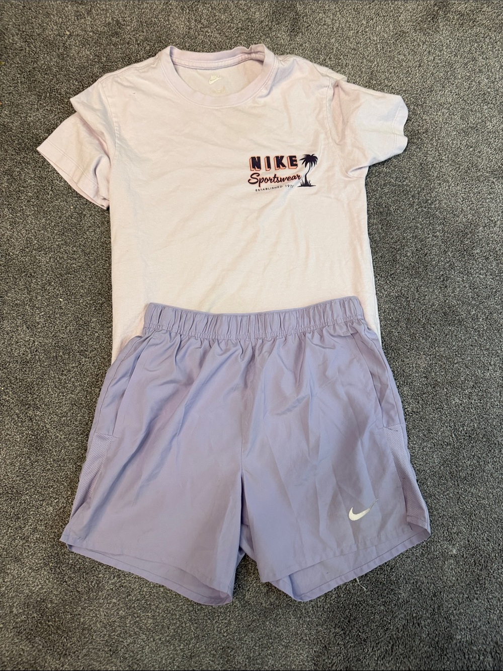 Nike Gender-Neutral Light Lavender Athletic Shorts & T-Shirt
